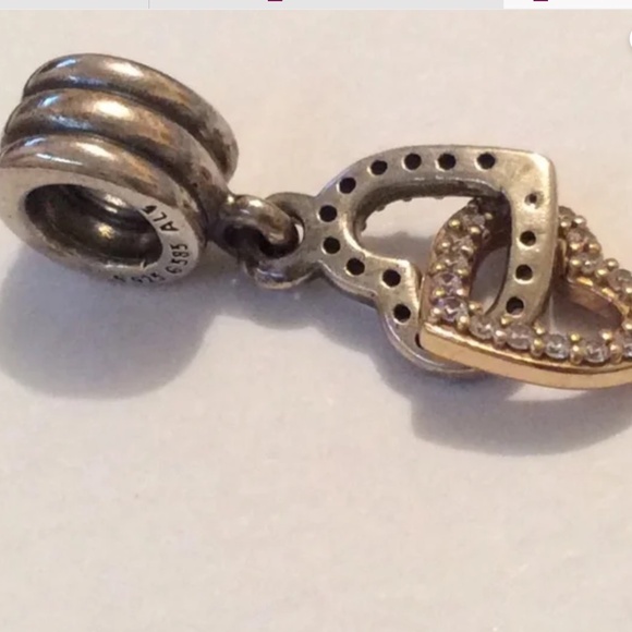 Pandora two tone dangling hearts charm - Picture 2 of 4